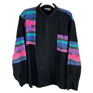 90’s Vintage Western Black Button Up Shirt Rodeo